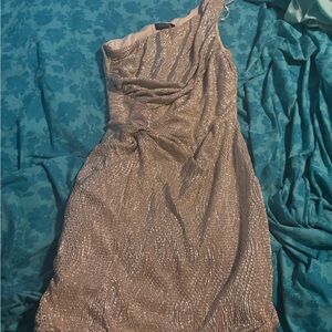 Love Reign Shimmering Gold One-Shoulder Dress